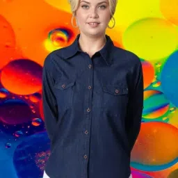 Women Regular Fit Self Design Button Down Collar Casual Shirt-image-48