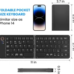 ELECTRO WOLF Mini Portable Rechargeable Wireless Bluetooth Foldable Keyboard |Mobile Holder| Bluetooth Handheld Multi-device Keyboard Compatible with Desktop, Laptop, Tablet image 5