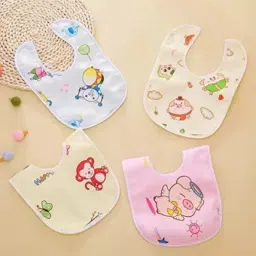 Baby Button Bibs Apron for Feeding and Drooling Button Double Layered Waterproof-16