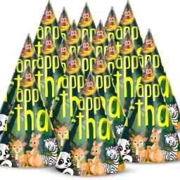 ZYOZI Animals Cone Hats Birthday Party Hats for Kids Jungle Safari Zoo Birthday-image-22