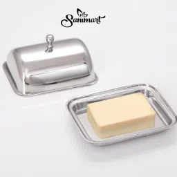 Stainless Steel Butter Container Dish | 250gm Storage Box Organizer with Lid Butter Dish Serving Set-image-19
