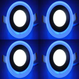 6 watt (3+3) LED Round Panel Light Ceiling POP Down Indoor Light LED 3D Effect Lighting (Double Color)Blue & White pack of 4 Recessed Ceiling Lamp-picture-13