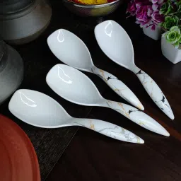 creative hub Serving spoon/Spoon Set/Melamine Serving Spoon Set Of 4,Cutlery Set Melamine Serving Spoon, Soup Spoon, Table Spoon, Cream Spoon, Salad Spoon Set image 3