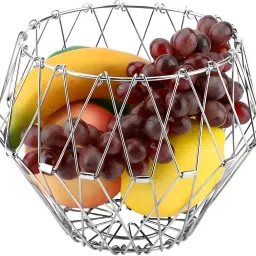 Multipurpose Folding Fruit and Vegetable Basket for Kitchen/Dining Table/Kitchen Basket (8 Shapes) Stainless Steel Fruit & Vegetable Basket-7
