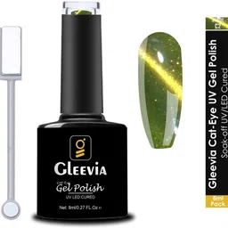 gleevia Cat-Eye UV Gel Nail Polish| Magnetic Gel Polish 8ml with Dual-Head Magnet C2 Shade Code: C2- Muddy Green-picture-25