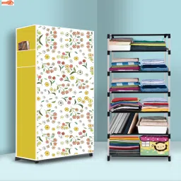 6 Shelf Foldable Collapsible Wardrobe Storage Organizer Almirah Cloth Rack PP Collapsible Wardrobe-picture-17
