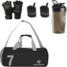 Gym Duffle bag for men ll LIAS Sipper Bottle ll Wrist Band ll Gym Gloves- 07 Fitness Accessory Kit Kit-image-40