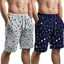 Pack of 2 Geometric Print Men Multicolor Basic Shorts-image-14