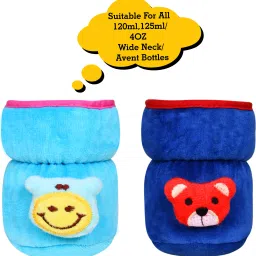 Bottle Cover for Philips Avent/Wide Neck Feeders Soft Plush Stretchable Baby Feeding Bottle Cover with Easy to Hold Strap (Blue & Royal Blue, Wide Neck 125ml/4OZ)-picture-10