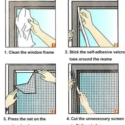 iblay Polyester Adults Washable prestiched mosquito net for window 6*6 ft with adhesive velcro tape Mosquito Net image 4
