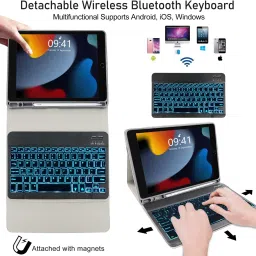 microware iPad 10.2/10.5 inch, Backlit keyboard case iPad 9th 8th 7th Gen (2021/20/19) Bluetooth Handheld Tablet Keyboard Compatible with Desktop, Laptop, Mac microware iPad 10.2/10.5 inch, Backlit keyboard case iPad 9th 8th 7th Gen (2021/20/19) Bluetooth Tablet Keyboard (black) image 4