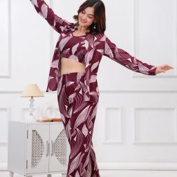 Shirt Palazzos Co-ords Set with Shrug-image-5