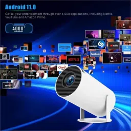 Projevox HY300 4K Support Native 720P Android 11 Wifi BT Freestyle Auto Keystone (5000 lm / 1 Speaker / Wireless / Remote Controller) Portable Projector image 2
