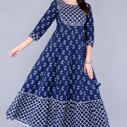 Women Printed Cotton Rayon Anarkali Kurta-image-8