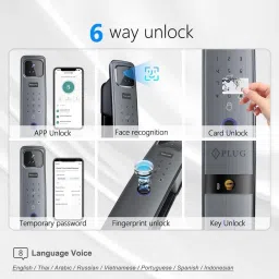 iPlug Metal Smart Door Lock i-02 | 6-Way Unlocking | 3D Face Unlock | Fingerprint | PIN Smart Door Lock image 5