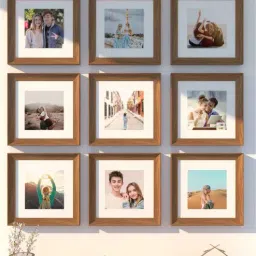 art street Hexa Set of 9 Brown Sythetic Wood Collage Photo Frames-picture-33
