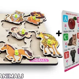 3D Books+Learning Toys Jigsaw puzzle Wooden Animals Name matching Puzzle Board-image-67
