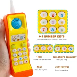Baby Smiles Smart Phone Cordless Mobile Baby Funny Phone Toy Light Music Kids-36