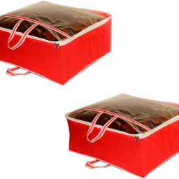 ANNORA INTERNATIONAL 2 Pcs Blanket Cover Blanket Cover Designer Front Transparent Storage Organizer Cotton Laundry Bag-image-24