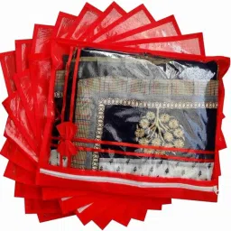 Tiarakrafts Single Packing Saree Cover/Suit Cover/Cloths Red Set Of 12 Poly-canvas Laundry Bag-picture-5