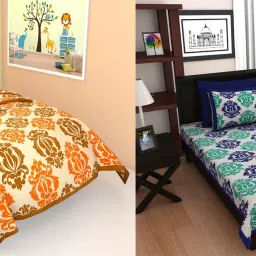 140 TC Cotton Single Printed Flat Bedsheet-image-79