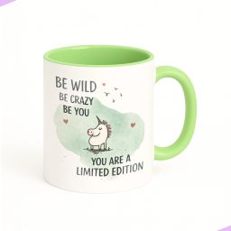 Self love unicorn design, self love gift, motivational tea cup (P Green) Ceramic Coffee Mug-image-78