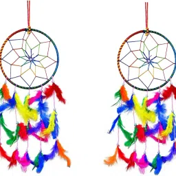 Multi Round Dream Catcher Wall Hanging Dream Catcher for Attract Positive Dreams Protect Sleeping People Children From Bad Dreams and Nightmares Pack of 2 Wool Dream Catcher-image-1