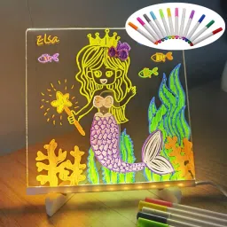 dwiti enterprise 3d Acrylic LED Message Board, LED Message Board With Pen,Rewritable Acrylic Table Lamp image 2