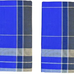 house of common cotton lungi for men set of 2 blue cotton lungi dhoti Checkered Men Dhoti-image-14