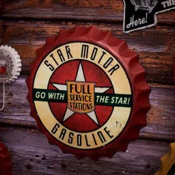 eazywagon Red Metal Star Motor Service Station Wall Decor-picture-28