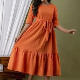 Women Ethnic Dress Orange Midi/Calf Length Dress-image-77