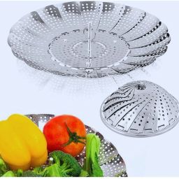 Steamer Insert Vegetable Kitchen Fruit Food Basket Mesh Steamer Rack Cookware Stainless Steel Fruit & Vegetable Basket-image-24