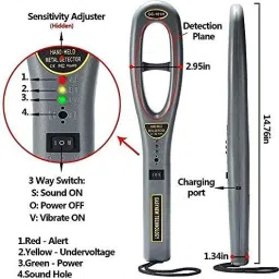 dingla LMQ High Sensitivity Handheld Safety Inspection Metal Detector with Buzzer Vibration for Security Check. Advanced Metal Detector image 2