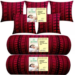 5 Cushion And 2 Microfibre Geometric Bolster Pack of 7-image-96