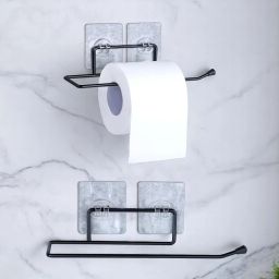 Toilet Paper Holder | Self Adhesive Tissue Roll Holder for Kitchen Bathroom Steel Toilet Paper Holder-image-7