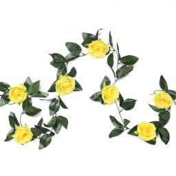 Artificial Rose Hanging Flower Vine with Green Leaves 7ft. for Home Decoration Yellow Rose Artificial Flower-picture-17