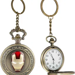 GT Gala Time Antique Iron Man Theme Vintage Premium Gandhi Style Pocket Watch Key chain Key chain with Key Ring For Car & Bike Keys Gift for Men & Woman Bronze Metal Pocket Watch Chain-image-62