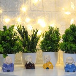 Set of 4 Table Flower top Bonsai for home shop office decoration gift Bonsai Wild Artificial Plant with Pot-image-56