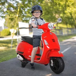 Vespa 12V Electric Ride On Scooter For Kids with Foot Accelerator 3-7Yrs Bike Battery Operated Ride On-picture-15