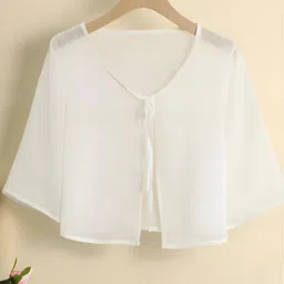 jc jummy couture Women Flared Half Sleeve White Shrug-picture-0