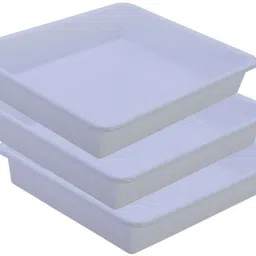Plastic Prime Exel Small Tray For Home/Office/Kitchen, 3 pc Tray 2 Ltr, White Tray-image-20
