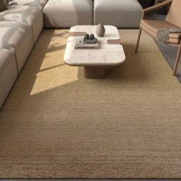 Gold Solid Wool and Viscose 6 ft X 9 ft Hand Woven Carpet-image-90