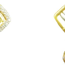 N J Arts Radiant Spiral Bloom Earrings Yellow Gold 22kt Swarovski Stud Earring-image-23