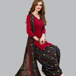Unstitched Crepe Salwar Suit Material Printed-image-10