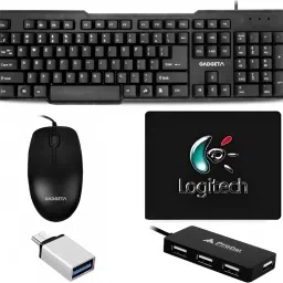 Henture 5-in-1 Gaming Keyboard and Mouse Combo with USB Hub,OTG Cable, and Mouse Pad Combo Set-18
