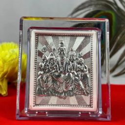 999 Silver Shiva Family & Kashi Vishwanath Lingam Frame for Home & Car Use Decorative Showpiece-8 cm-image-28