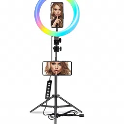 shipsify 12 Inch RGB Ring Light with Adjustable Tripod Stand and Phone Holder For video Ring Flash-39