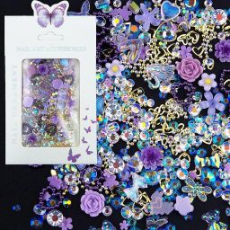 3D Mix Flower Nail Charms, Heart Flower Butterfly Acrylic Nail Gems Charms Mixed-image-83