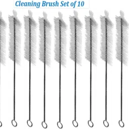 Cup Nylon Test Tube Drinking Pipe Brush (White)- 10- Pieces  (Silver)-image-41