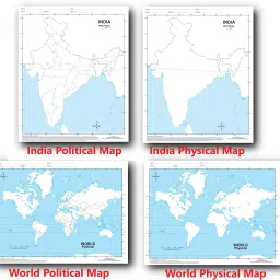 Outline Practice Map Of India And World (Both Political And Physical Map) | A-4 BIG SIZE | Set Of 100 Maps | Printed On High Quality Paper | Paper Print-image-2